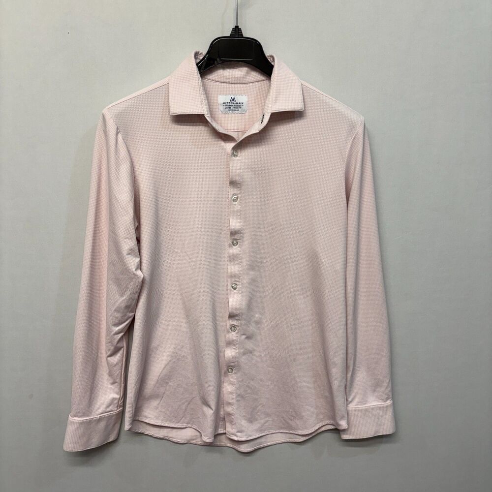 Mizzen + Main Men Button Shirt Top Size Large Trim Fit C005 -22